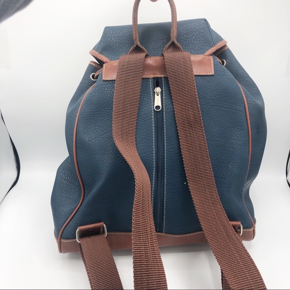 Vintage Backpack • Blue & Brown Vegan Leather - Picture 8 of 8